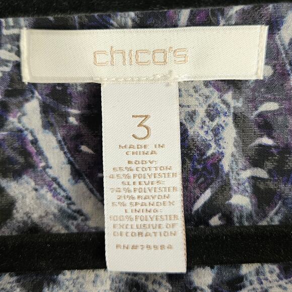 Chico’s Size 3 XL 16 Animal Print Open Front Blazer Jacket Black Purple Career - Picture 11 of 13